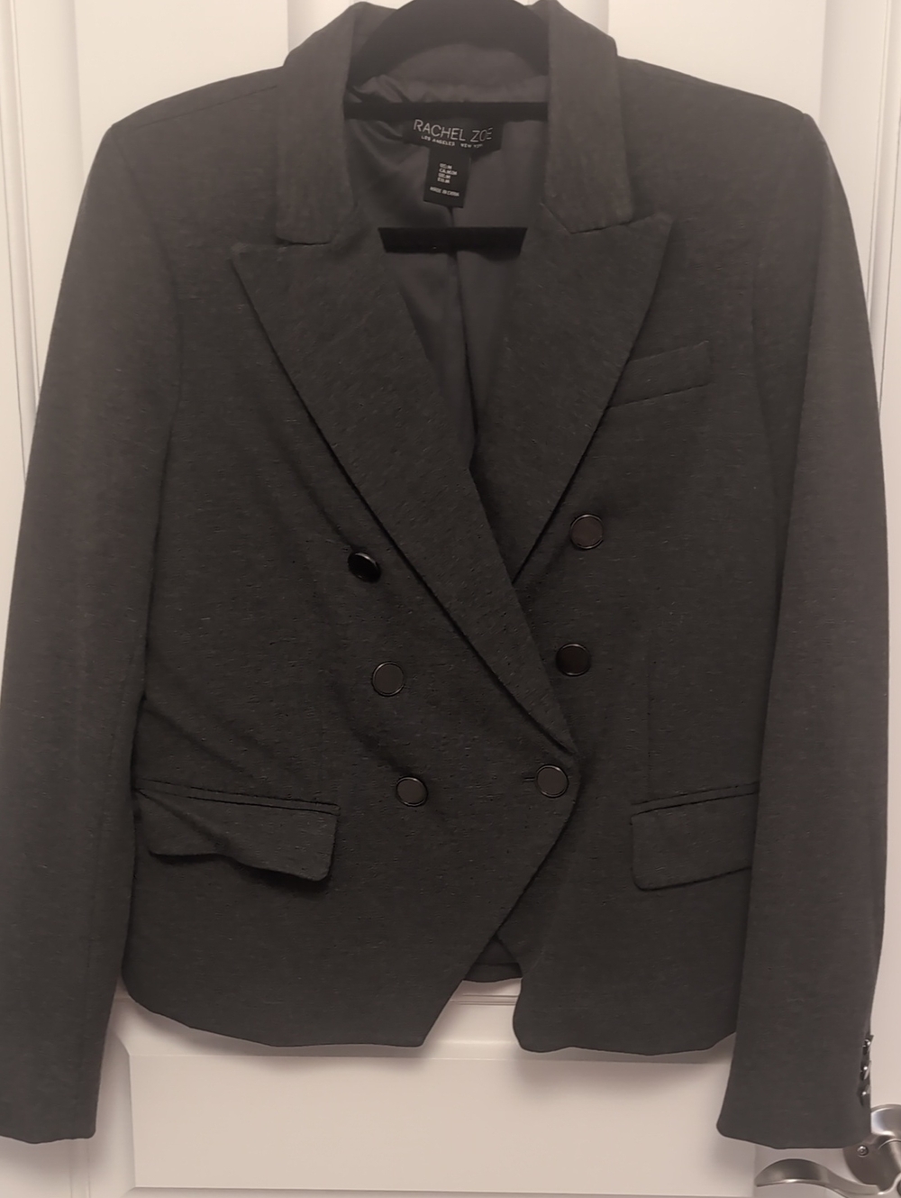 Rachel Zoe Charcoal Gray Double-Breasted Blazer